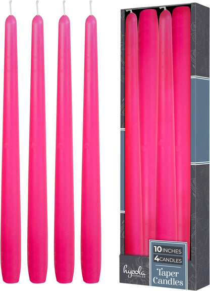 Hyoola Tall Taper Candles - 10 Inch Metallic Gold Unscented Dripless Taper Candles - 8 Hour Burn Time - 4 Pack