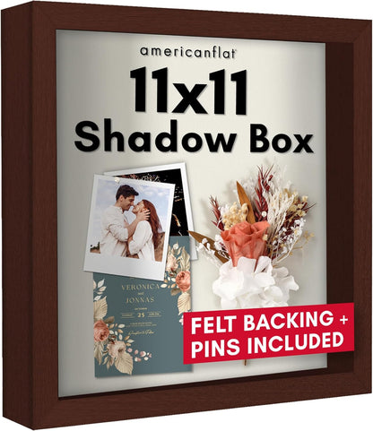 Americanflat 12x16 Shadow Box Frame with Polished Plexiglass - Silhouette Collection - Large Shadow Box Display Case for Tabletop and Wall Display - Black with Soft Felt Back