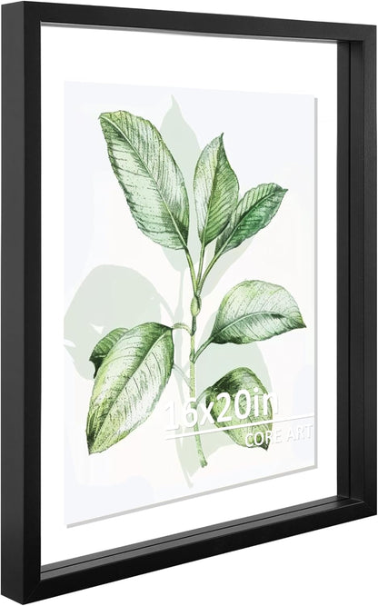 CORE ART 8x10 Floating Picture Frame,Double Plexglass Floating Frame for 5x7,4x6 Pictures,Wall or Tabletop Display,Black