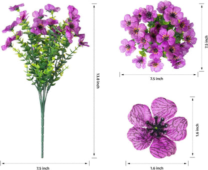 HyeFlora Artificial Flowers for Outdoor Indoor Garden Home Decoration, Faux Flower Daisy with Eucalyptus Leaves Fake Plants Greenery Boxwood Porch Patio, 12 Bundles (Mix Pink Red Purple Yellow)