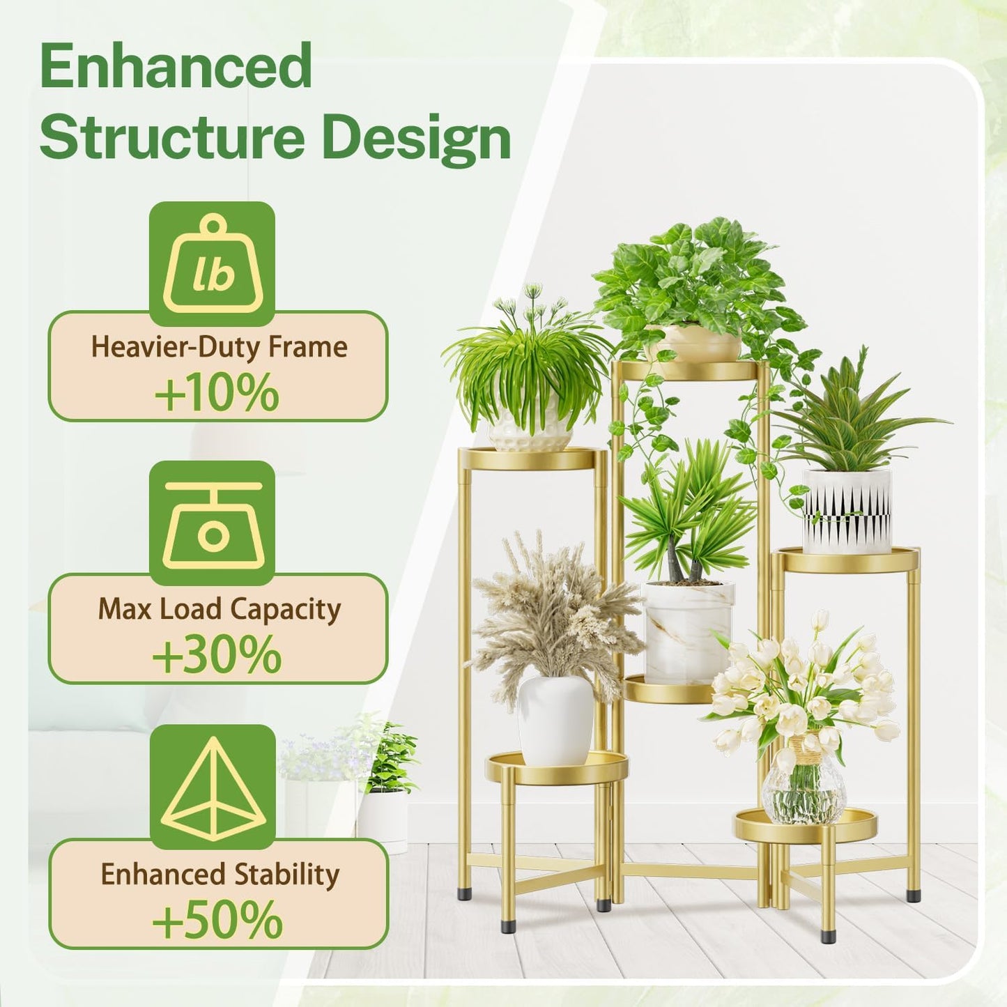 iDavosic.ly Plant Stand Indoor Outdoor, 5 Tier Corner Metal Flower Display Holder Shelf, Folding Tall Orchid Rack for Patio Balcony Porch Garden Living Room House, Black