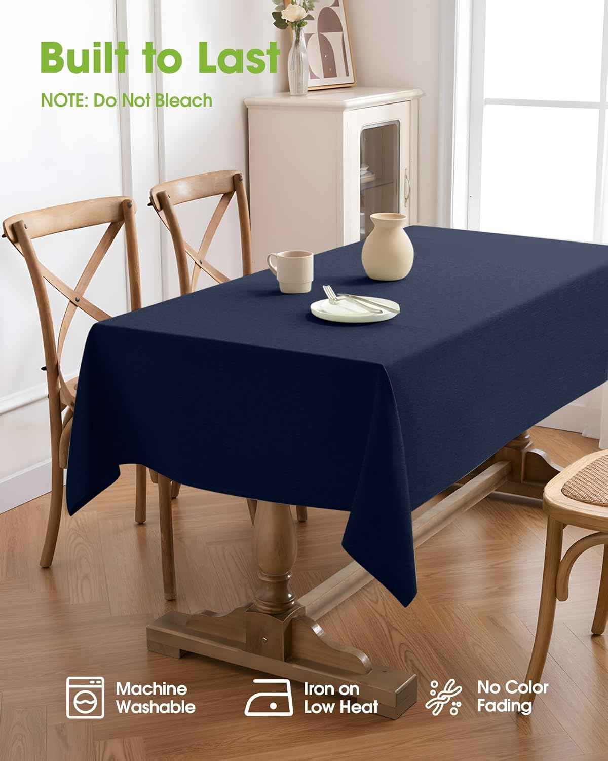 Pureegg Rectangle Linen Tablecloth Waterproof & Stain Resistant, Wrinkle-Free Table Cloth Adds Elegance and Protection, Ideal for Dining, Party, Wedding and Outdoor, 52 x 70 Inch, Sage Green