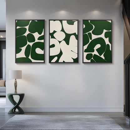 Large Framed Abstract Nature Landscape Wall Art for Living Room, Set of 3 Modern Canvas Prints Paintings Artwork for Walls, Green Lake Pictures for Hallway, Dining Room, Office Wall Decor 24x36 Inch