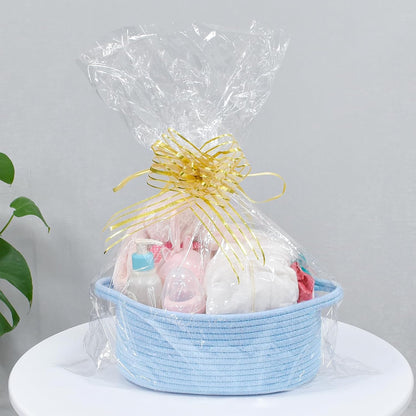 ABenkle Small Basket with Handles, Boho Decorative Rope Woven Dog Cat Toy Storage Bin Shelf Storage Organizer, Easter Christmas Gift Basket, 12"x8"x5", White