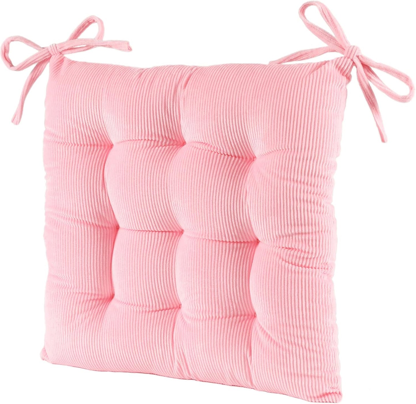 HLOVME Corduroy Chair Cushion with Ties Ultra Soft Warm Floor Cushion for Kids Reading Nook Comfortable Square Seat Cushion for Adult 15.7”x15.7”, White