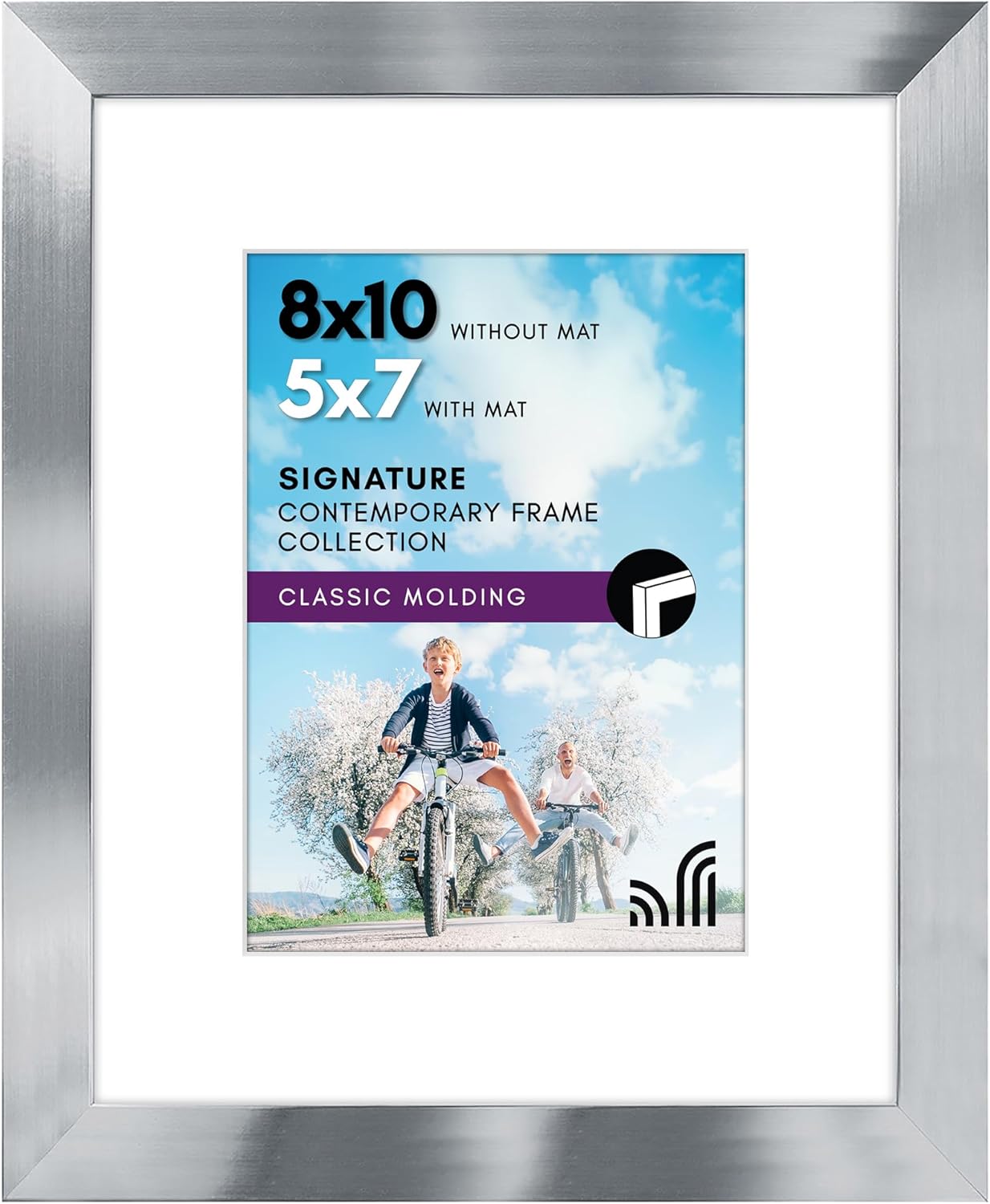 Americanflat 8x10 Picture Frame with Shatter-Resistant Glass - Use as 5x7 Frame with Mat or Display 8x10 Photo Without Mat - Signature Collection - Picture Frames for Tabletop and Wall Display - Black