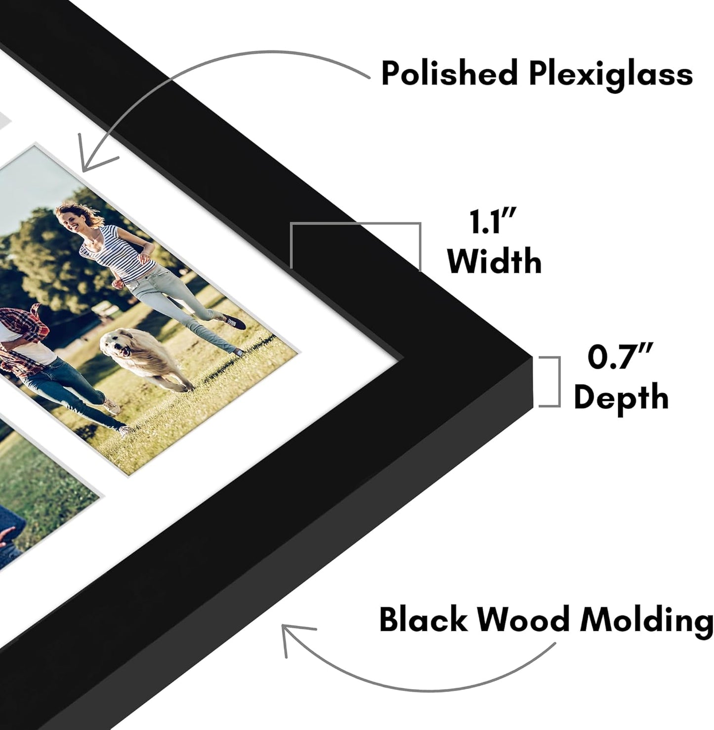 Americanflat 4x6 Collage Picture Frame with Polished Plexiglass - Multi Picture Frames Fit Sixteen 4x6 Photos or Use as One 18x26 Poster Frame for Wall Display - Signature Collection - Black