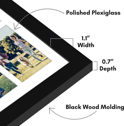 Americanflat 4x6 Collage Picture Frame with Polished Plexiglass - Multi Picture Frames Fit Sixteen 4x6 Photos or Use as One 18x26 Poster Frame for Wall Display - Signature Collection - Black