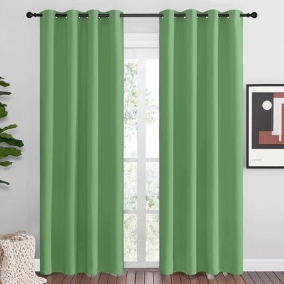 NICETOWN Halloween Pitch Black Solid Thermal Insulated Grommet Blackout Curtains/Drapes for Bedroom Window (2 Panels, 42 inches Wide by 63 inches Long, Black) - Colors D