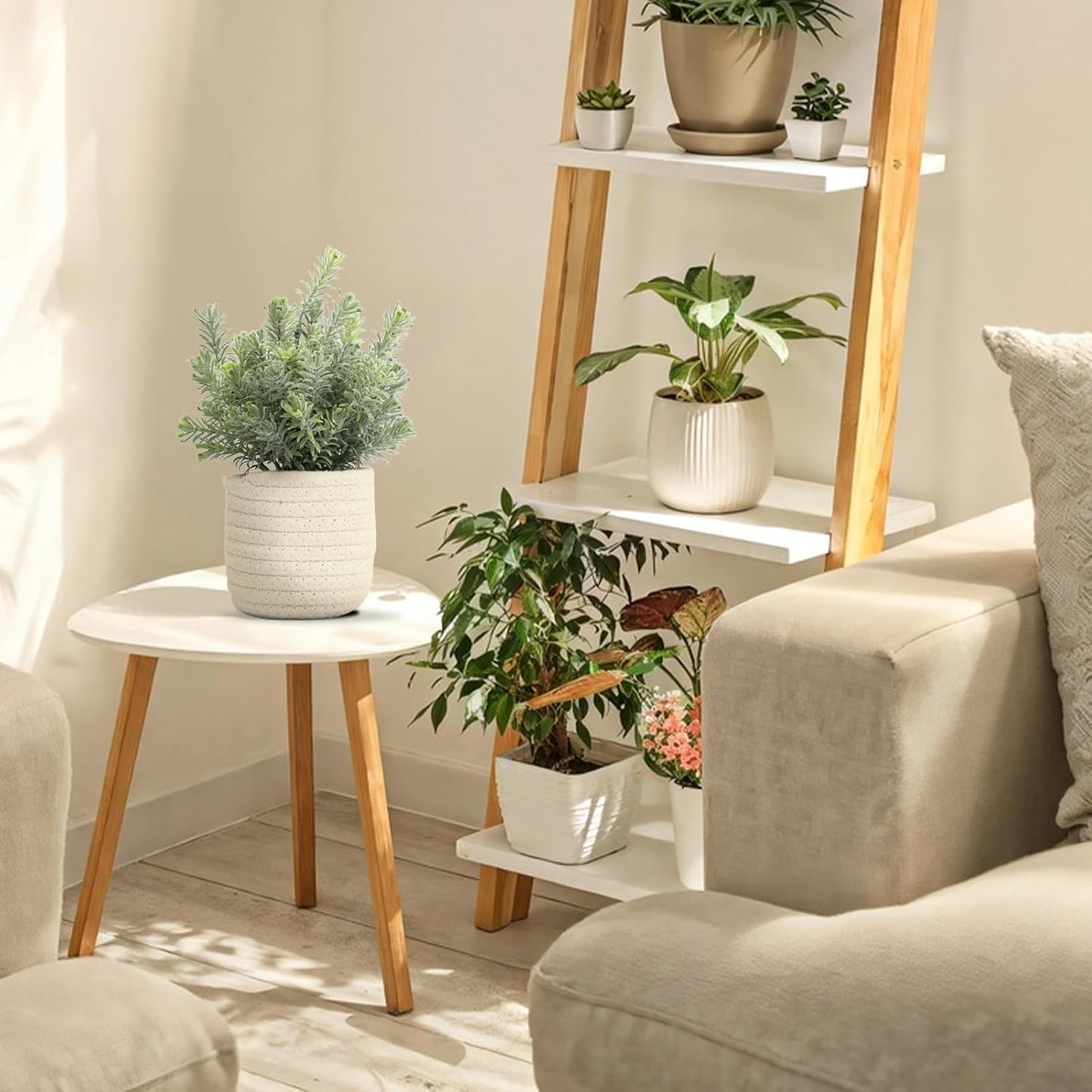 Hopewood Faux Plants, Small Fake Plant for Bathroom, Decorative Artificial Plants for Farmhouse Desk Shelf Decor with A Weave Basket (9.8inch)