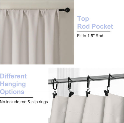 Simplebrand Ava Sage Green Blackout Curtains for Bedroom 63 Inch Length 2 Panels Set, Solid Thermal Insulated Energy Saving Rod Pocket Window Treatment Curtains Blackout Drapes, W40 x L63 Inch, Sage - Colors A