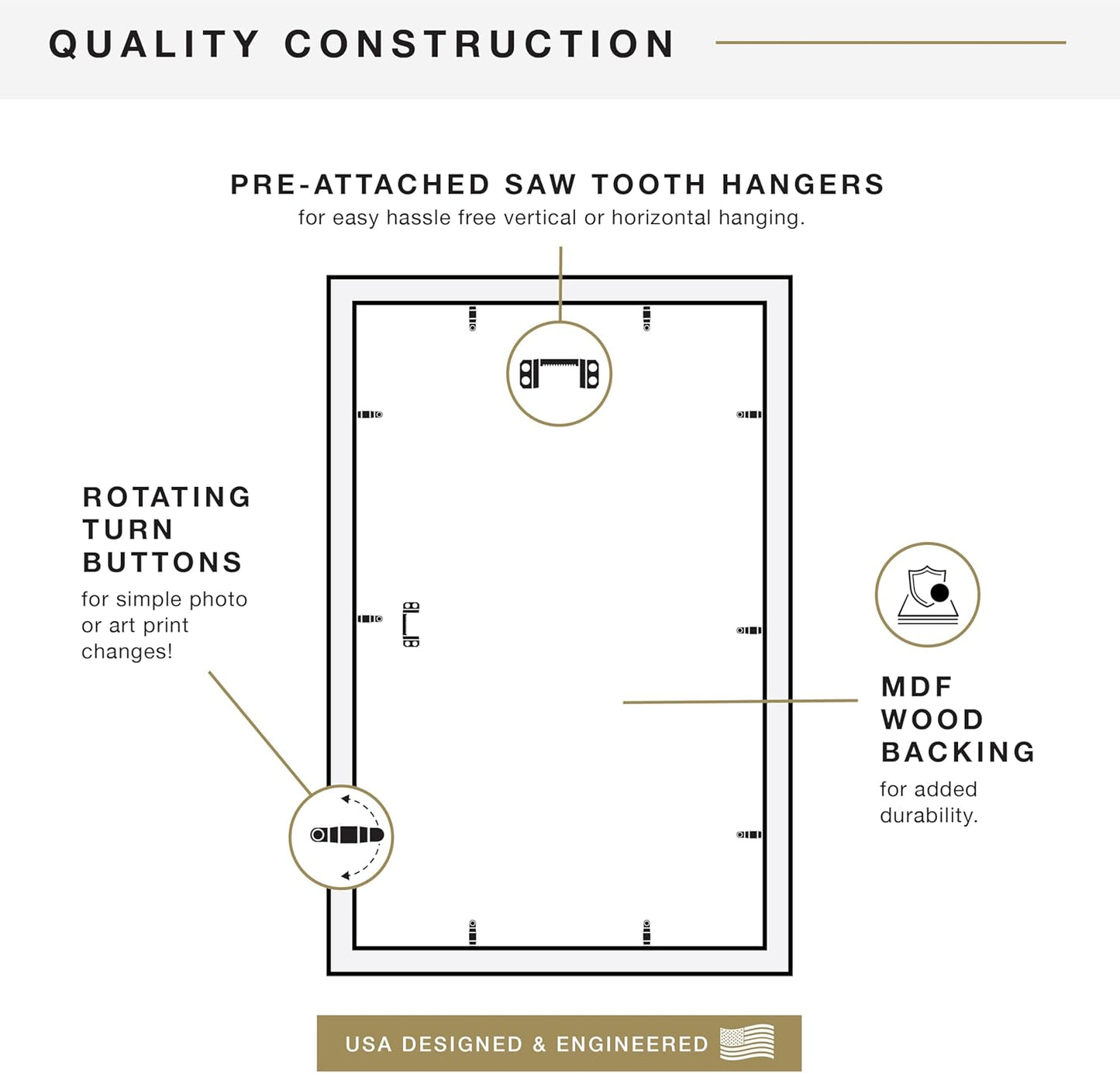 MCS Studio Gallery 16x24 Poster Frame Black Woodgrain Engineered Wood, Vertical & Horizontal Wall Hanging Large Picture Frame for Photos, Posters & Art Prints (1-Pack)
