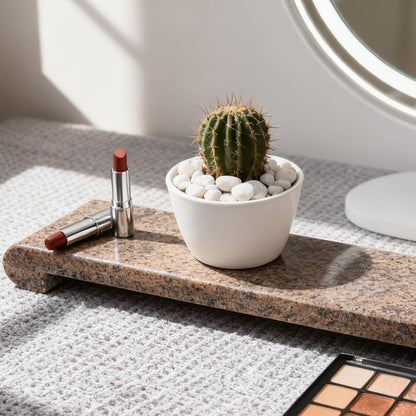 Natural Marble Tray Marble Pedestal Stand for Kitchen Counter, Bathroom, Home Decor, Small Plant Tray 4.02" x 15.98" Soap Dish Holder for Jewelry, Vanity, Counter Luxury Decorative Tray (Kashmir Gold)