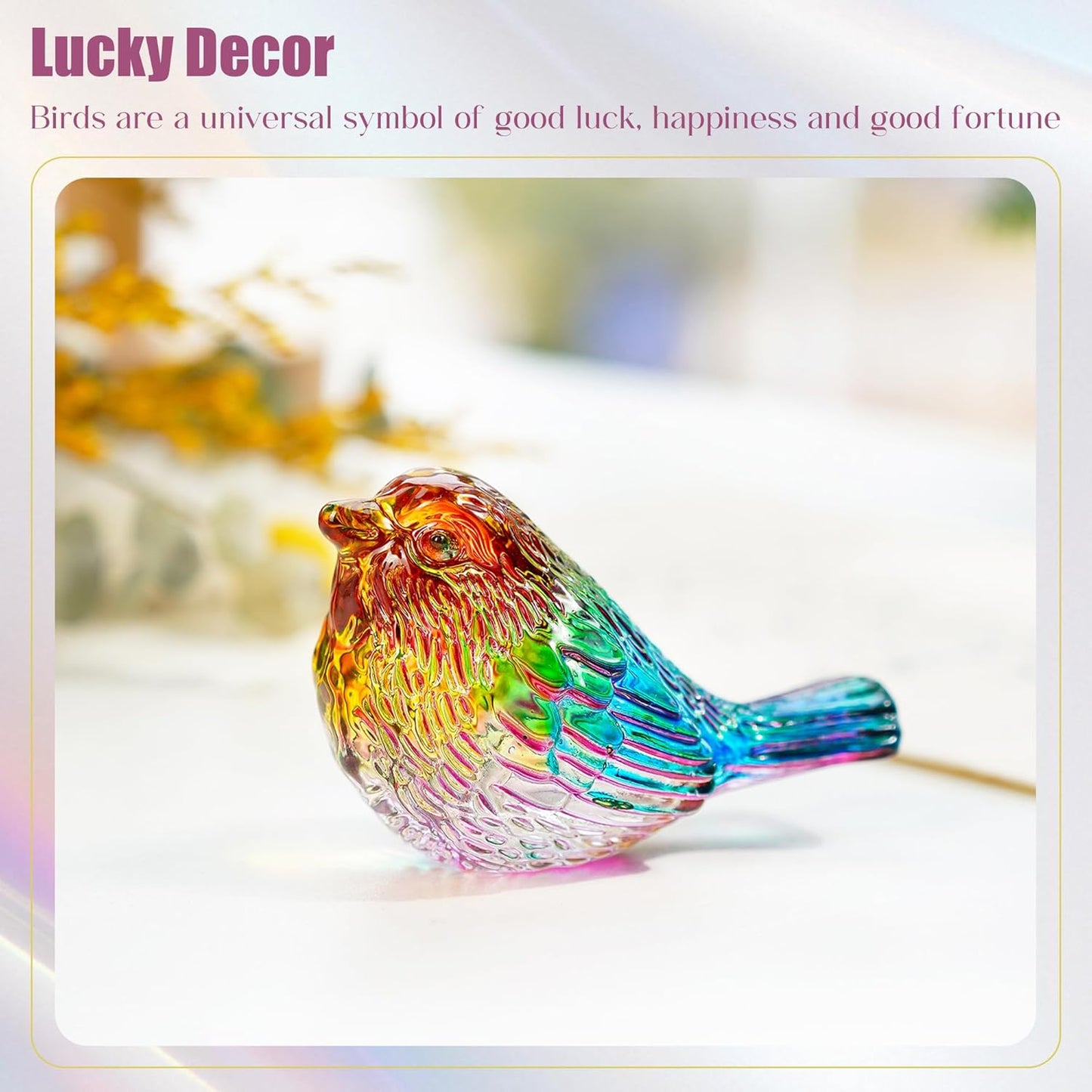 H&D HYALINE & DORA Blue Glass Bird Figurines Bird Gifts for Bird Lovers Women Crystal Glass Animal Figurine Collectible for Home Shelf Decor