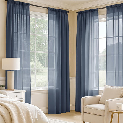 MIULEE White Sheer Curtains 84 Inches Long, 4 Panels Set, Light Filtering Rod Pocket Voile Drapes for Living Room and Bedroom, Airy Soft Fabric Window Treatments, 42 x 84 Inches