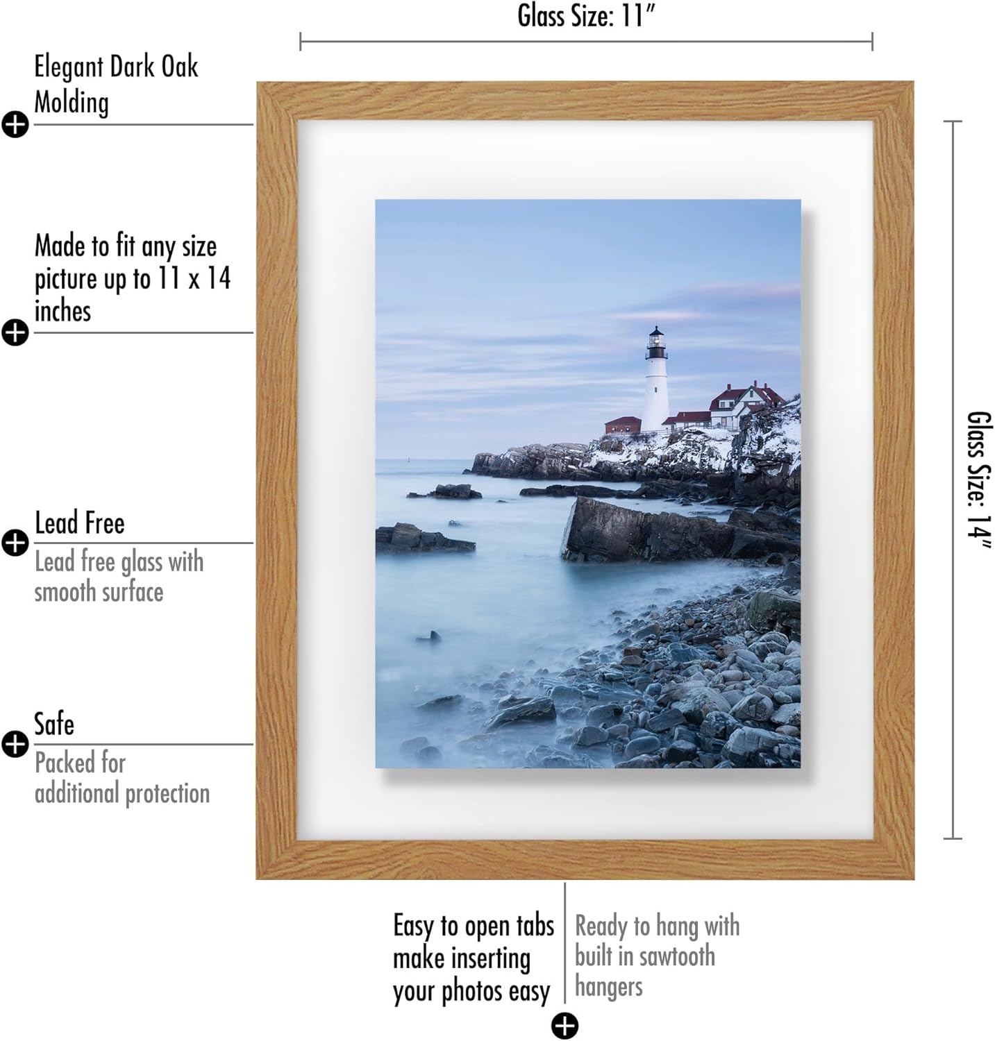 Americanflat 12x18 Floating Picture Frame with Polished Crystal-Clear Glass - Use as 8x10 Picture Frame or Display 5x7 Photo - Signature Float Collection - Photo Frames for Wall Display - Black