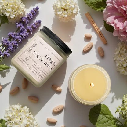 Molensun Lemon Eucalyptus Scented Candles, Aromatherapy Jar Candle, 7 oz Long Lasting Candles, Soy Wax Candle Gift for Women