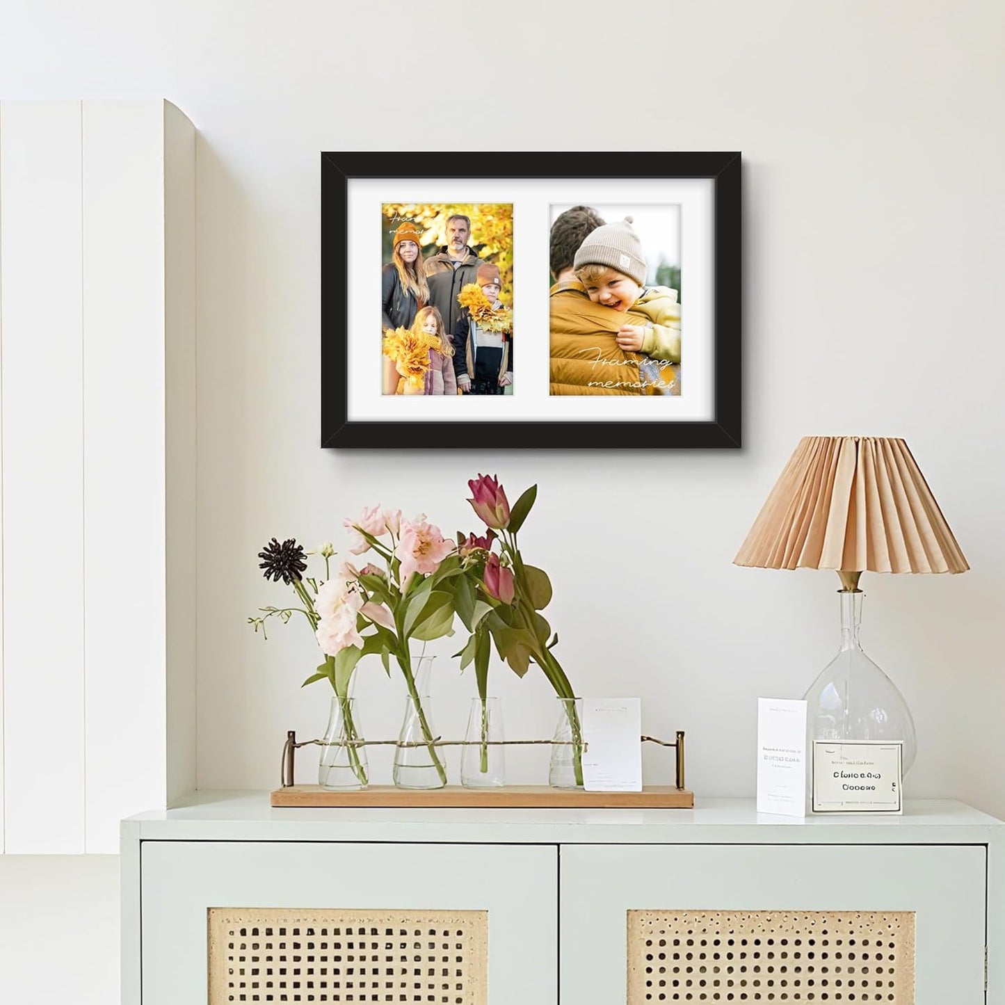 DUENPY 14x26 Collage Picture Frame 4x6 Collage Picture Frame Displays Twelve 4x6 inch Photos Available Horizontal Wall Mounting Display and Vertical Black - Colors B
