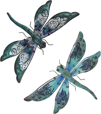 LIFFY Metal Dragonfly Wall Decor Handmade - Outdoor Metal Wall Art Decor for Patio Garden Fence Living Room, Bedroom, Dragonfly Gifts