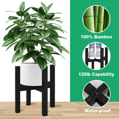 Rnined Adjustable Plant Stand Indoor,Bamboo Mid Century Modern Plants Stands, Stable Plant Holder,Fit 8 9 10 11 12 inch Pots (Pot & Plant Not Included)