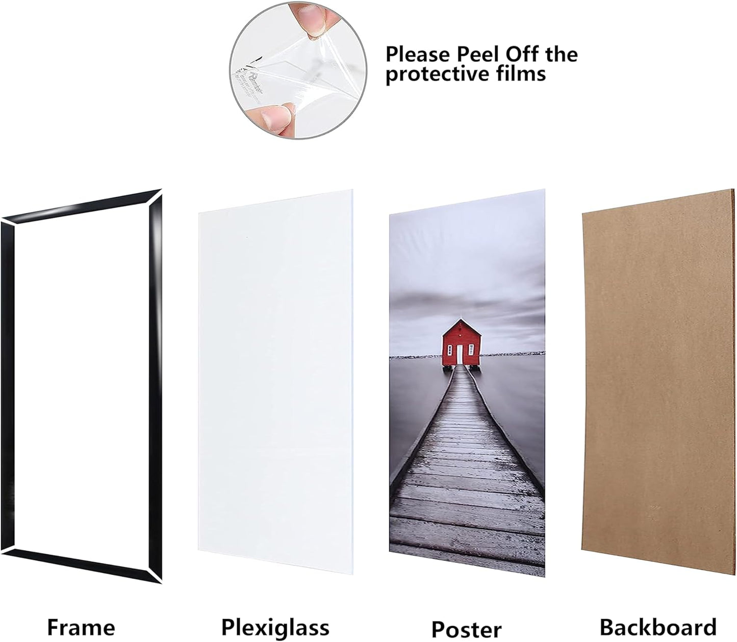 ELSKER&HOME 22.375 x 34 Poster Frame 3 Pack, Black Picture Frame for Horizontal or Vertical Wall Mounting, Sturdy and Scratch-proof