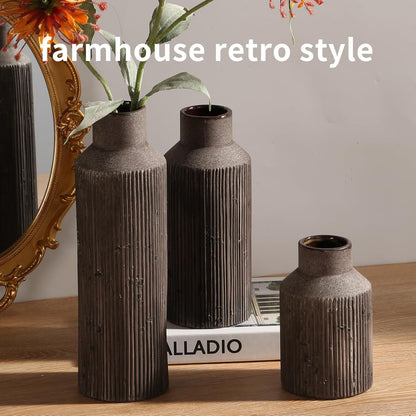Rustic Vases for Home Decor. Ceramic Vase for Dining Table Decor. Terracotta Decorative Vase 6.1IN. ZSHLXM