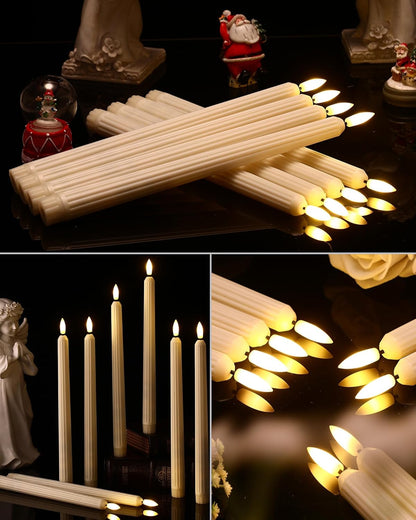 Treela 72 Pcs Flameless LED Taper Candles Battery Operated Candles Bulk 11 Inch Flickering Fake Candlesticks with Warm Light for Valentines Day Church Wedding Party Battery Not Included(Classic,Ivory)