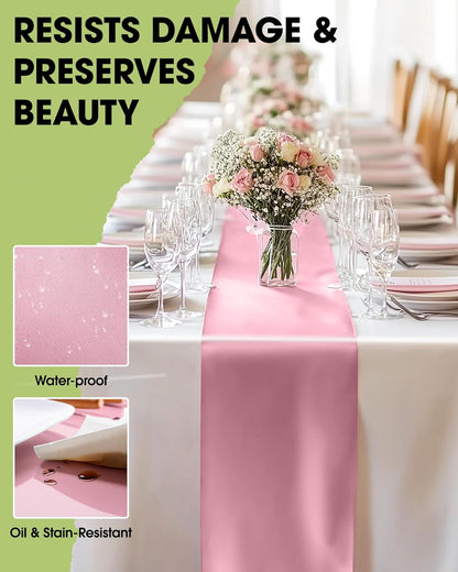 Pureegg Gold Plastic Table Runners - 10 Pack, 14'' x 108'', Water Resistant & Disposable Centerpiece Decorations for Table Cloth, Wedding, Birthday, Holiday, Baby Shower, Party, Home Decor