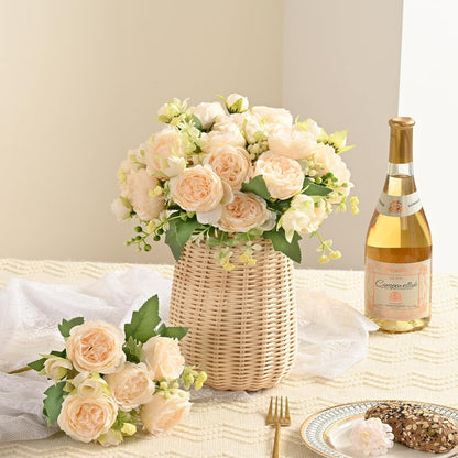 MARTINE MALL 2 Packs Peonies Artificial Flowers, Light Pink Artificial Peonies, Silk Peonies Flowers Fake Peonies Artificial Flowers Peonies Bouquet for Centerpiece Table Wedding Party Home Decor