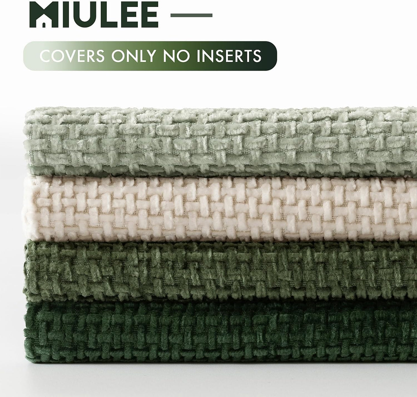 MIULEE Pack of 4 Couch Throw Pillow Covers 18x18 Inch Neutral Soft Decorative Chenille Pillow Covers Farmhouse Boho Cushion Covers for Mid Century Modern Spring Home Decor Sofa Bedroom Living Room