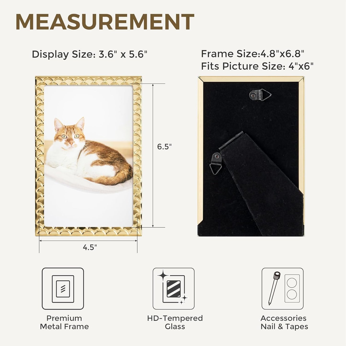 RICHFOCUS Gold 5x7 Floating Picture Frame for Photo 4x6 3.5x5 | 5 x 7 Metal Picture Frames with Double Glass for Tabletop|Modern Photo Frames Wedding|Home Decor