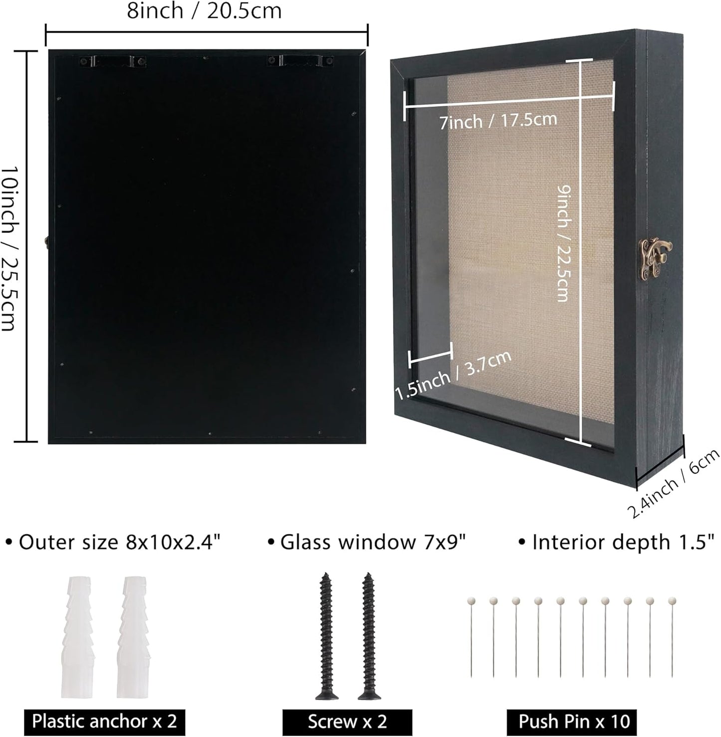 GraduatePro Shadow Box Frame 11x14 Display Case with Linen Back, Real Glass Window Door with Hinge, Picture Frame Wedding Bouquet Memorabilia Medals Photos Memory Box for Keepsakes, Carbonized Black