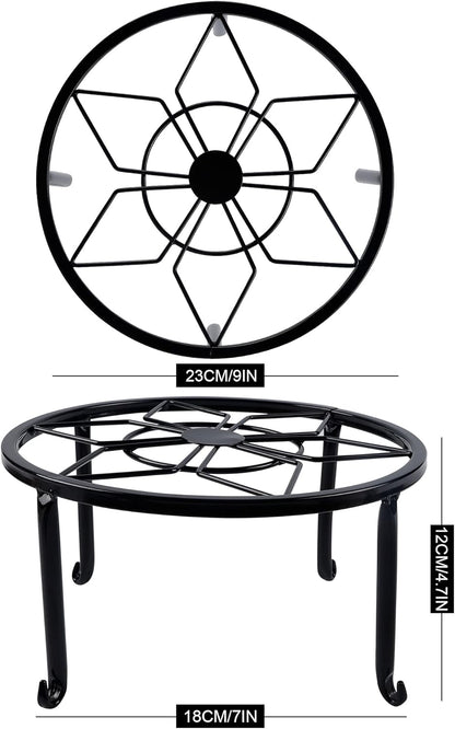 yosager 4 Pack Metal Plant Stands for Flower Pot, Heavy Duty Black Iron Potted Stand Holder, Indoor Outdoor Rustproof Metal Planter Container Round Supports Display Rack for Home & Garden Decor