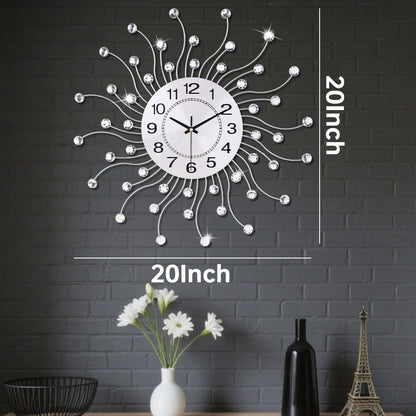 SIN&MI Large Wall Clocks, Silent Sunflower Shape Chic Decorative Wall Clock, Modern Non-Ticking Round Clock Dial Iron Metal Wall Clock for Living Room Decor Entrance Office Cafe 20 Inch