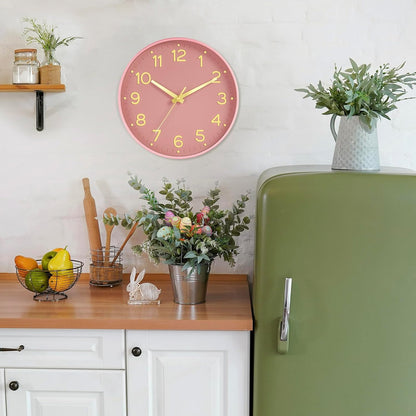 Roymnie Wall Clock Green, Silent Wall Clocks Battery Operated 8 Inch-Modern Non Ticking Analog Clock Decorative for Kitchen Office Bathroom Bedroom(Gold)
