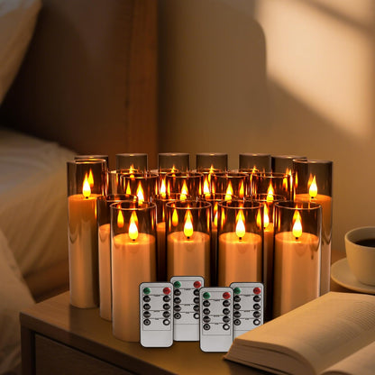 48- Pack of 3 Sizes of LED Flameless Candles.This Candle is Suitable for café, Fancy Restaurant, Bookstore and Other Scenes to Create a Relaxing and Romantic Atmosphere.