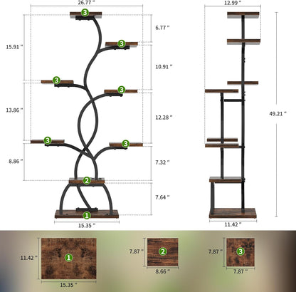 EVAWOO Plant Stand Indoor with Grow Light - 8 Tiered Plant Shelf Indoor, Corner Plant Stand, 49" Tall Plant Shelf with Lights for Indoor Growing, Lighted Flower Holder for Living Room, Balcony, Black