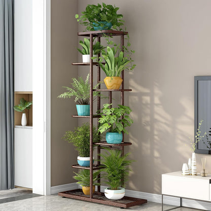 LINZINAR Plant Stand Indoor Outdoor Corner 4 Tier Metal Plant Shelf Patio Plant Rack for Garden Corner Balcony Living Room