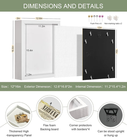 11x14 Shadow Box Display Case Picture Frame with Soft Linen Back, Large Deep Black Shadow Box 11x14 for Flowers Medal Display Case Jersey pet Graduation Memorabilia Baby Ltems Crafts Photos