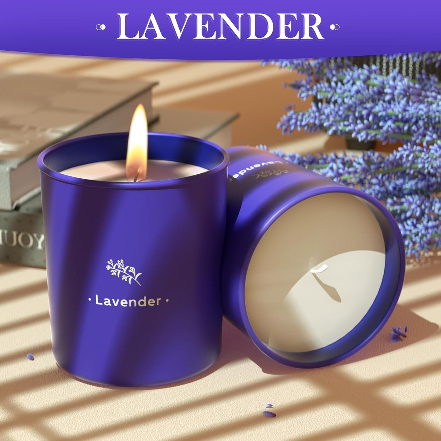 Lavender Candles for Home Scented, 8 oz Scented Candles Present, Purple Jar Wax, Made with Soy for Women, 45 Hour Long-Lasting Burn for Christmas Mom Girl Birthday Christmas Giving - 1 Pack