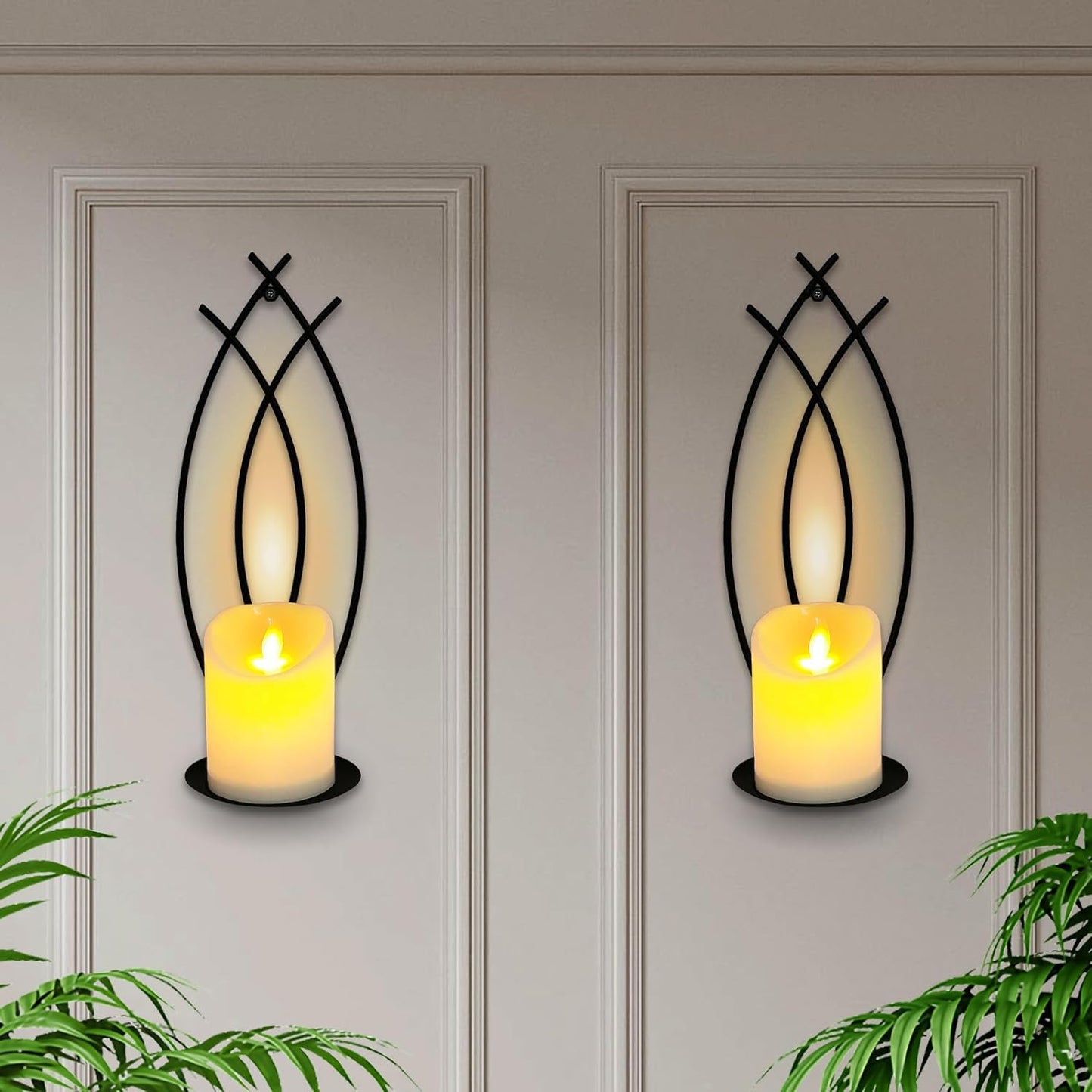 SNAIL GARDEN Wall Candle Sconces Holder Set of 2, Flame-Like Wall Decor Sconces Decorative Wall Sconces for Candles, Wall Mounted Candle Holder for Living Room Bedroom Dining Room Wall Decorations