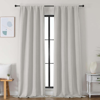 Simplebrand Ava Sage Green Blackout Curtains for Bedroom 63 Inch Length 2 Panels Set, Solid Thermal Insulated Energy Saving Rod Pocket Window Treatment Curtains Blackout Drapes, W40 x L63 Inch, Sage - Colors A