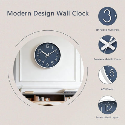 DAXSMY Wall Clock - 8 Inch Silent Non-Ticking Modern 3D Wall Clocks Battery Operated - Decorative Clock for Kitchen, Home Office, Bathroom, Bedroom(Rose Gold)