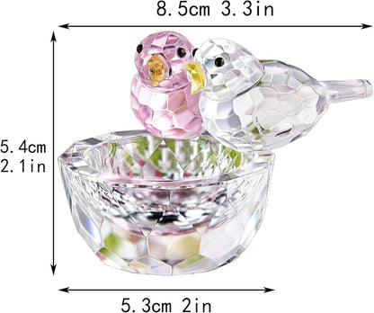 HDCRYSTALGIFTS 3.3'' Crystal Bird Figurine Collectible Art Glass Animal Figurines Table Home Decor Paperweight Valentine’s Day for Women