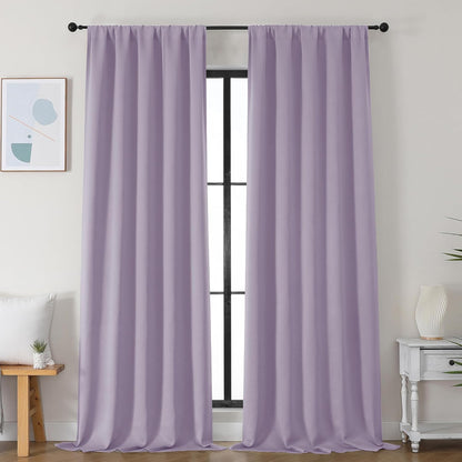 Simplebrand Ava Sage Green Blackout Curtains for Bedroom 63 Inch Length 2 Panels Set, Solid Thermal Insulated Energy Saving Rod Pocket Window Treatment Curtains Blackout Drapes, W40 x L63 Inch, Sage - Colors A