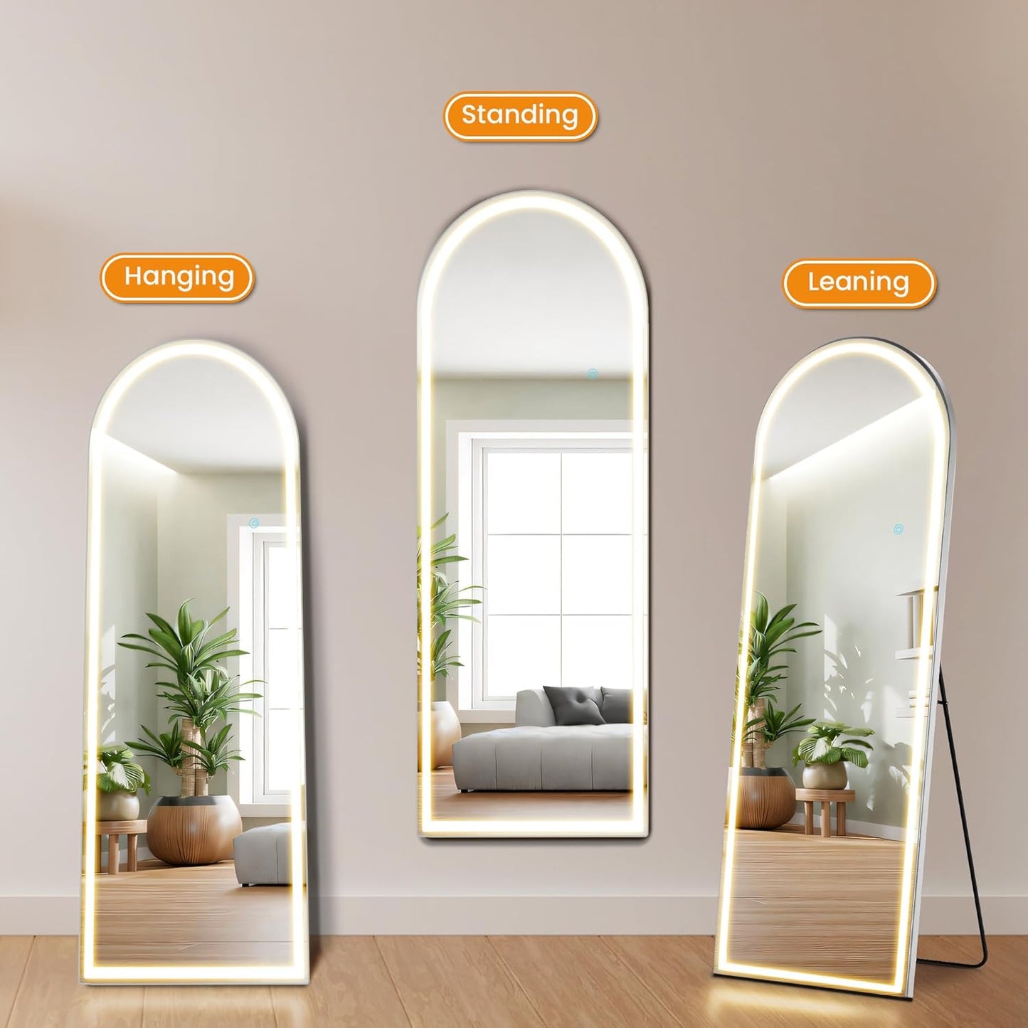 Mirror Full Length, Upgraded 16"x59" Body Wall Mirrors with Shatter-Proof Glass, Floor Standing, Hanging or Leaning, Tall Mirror with Stand Aluminum Alloy Frame for Bedroom Cloakroom