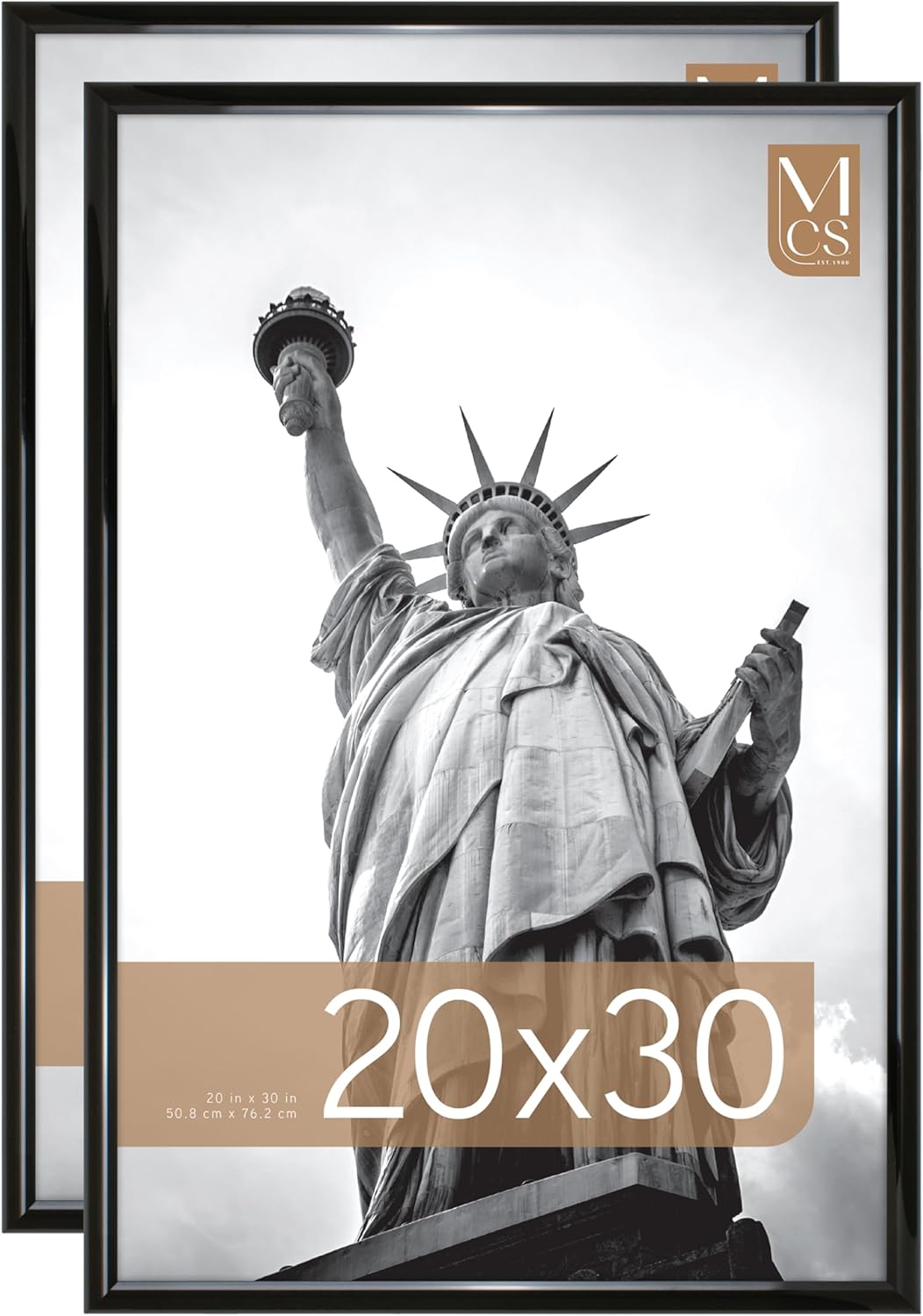 MCS Trendsetter 24x36 Poster Frame Black High-Gloss, Vertical & Horizontal Wall Hanging Large Picture Frame for Photos, Posters & Art Prints (1-Pack)