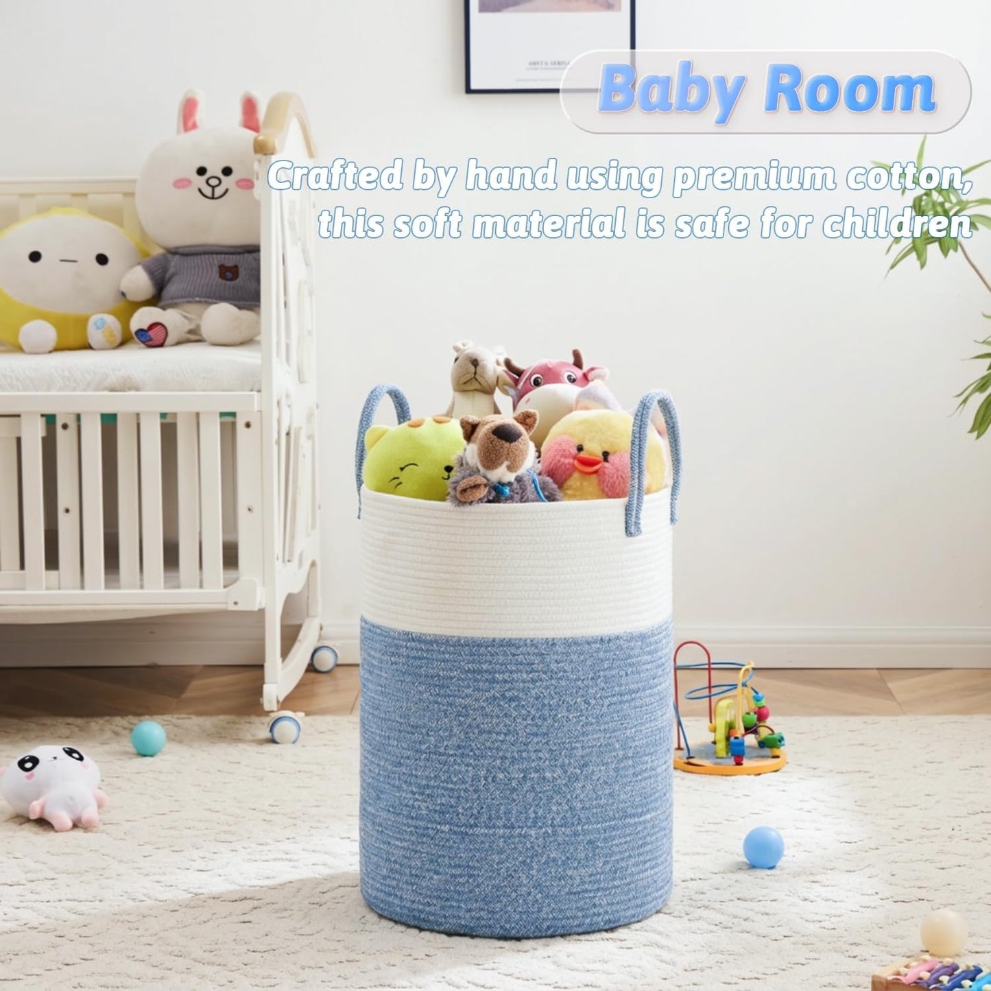 Artfeel Laundry Basket,Woven Cotton Rope Laundry Hamper,60L for Decor Storage of Dirty Clothes,Toys and Blankets in Bathroom,Baby Room and Living Room