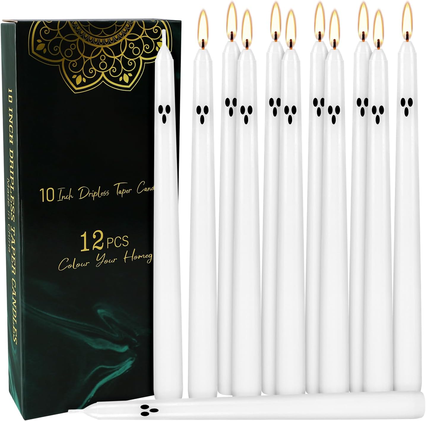 30-Pack 10-Color Taper Candles - 10 Inch Dripless & 10-Hour Burn｜Wedding/Birthday/Home Decor with Premium Wax