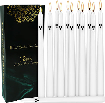30-Pack 10-Color Taper Candles - 10 Inch Dripless & 10-Hour Burn｜Wedding/Birthday/Home Decor with Premium Wax